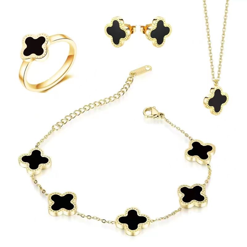 Gold Chain Black Four Piece Set