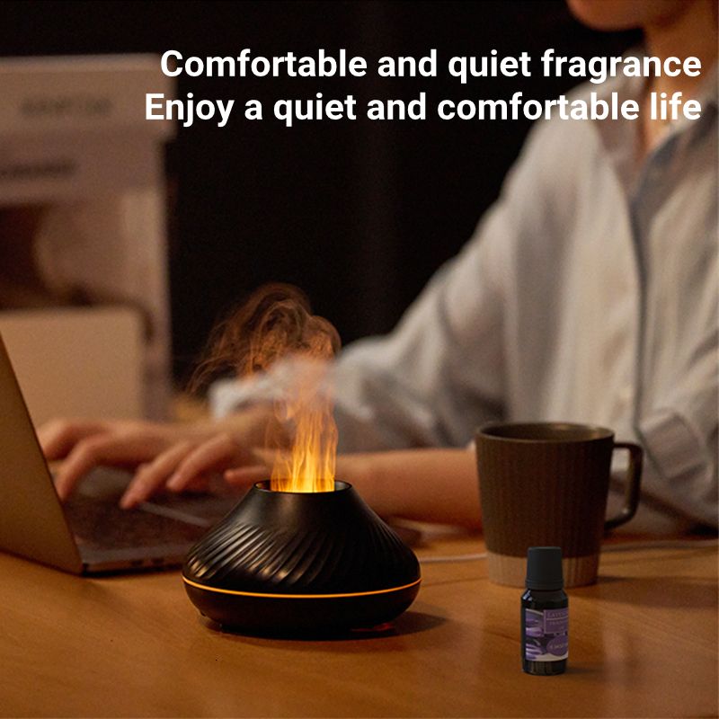 Essential Oil Diffuser with Flame Light, Ultrasonic Super Quiet Diffuser  for Aromatherapy Essential Oils Mist Humidifiers with 7 Flame Color,  Auto-Off