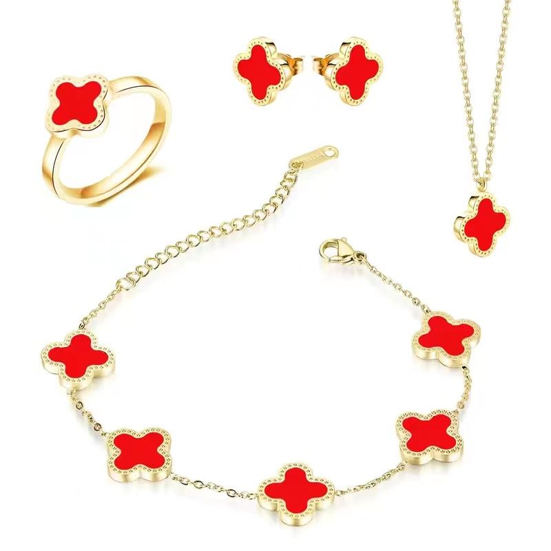 Gold Chain Red Four Piece Set
