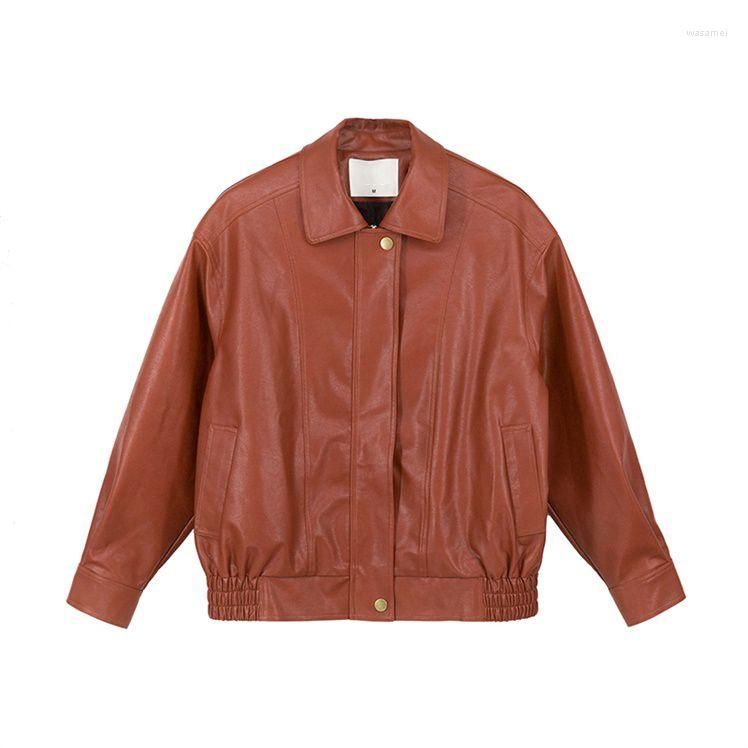 Veste en cuir rouge