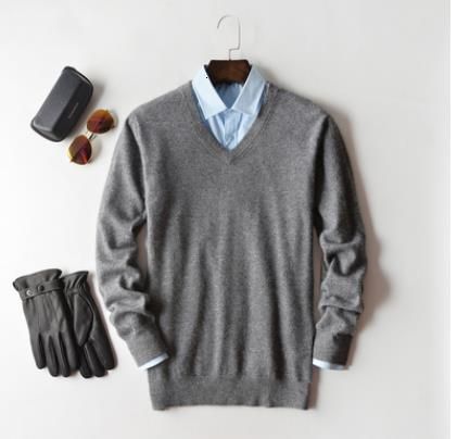 v-neck dark gray