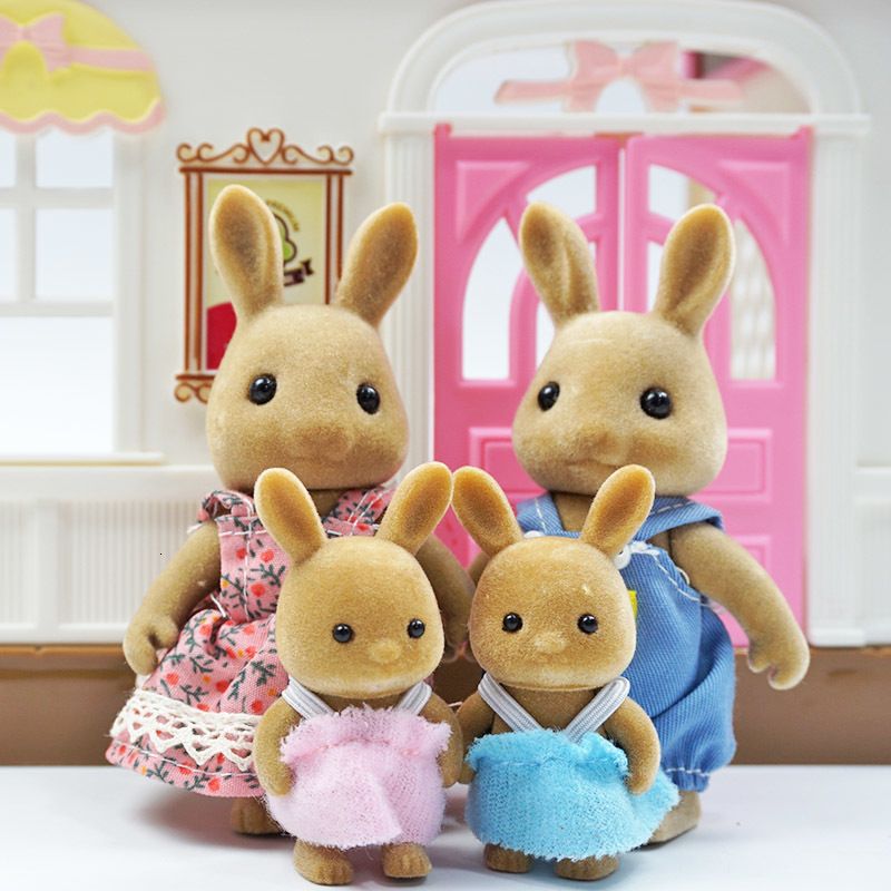 Famille de lapin marron