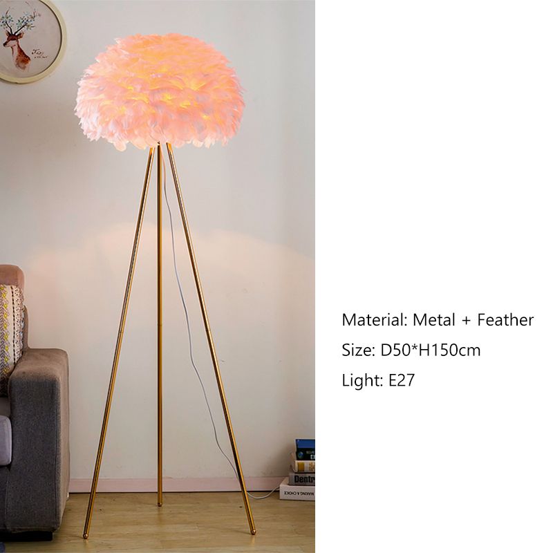 Roze-vloerlamp gouden lamp lichaam wit