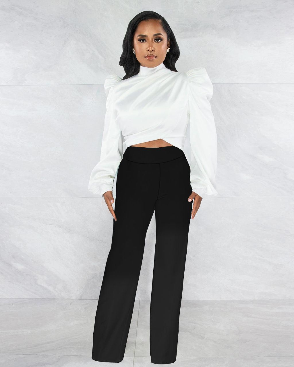 white top black pant