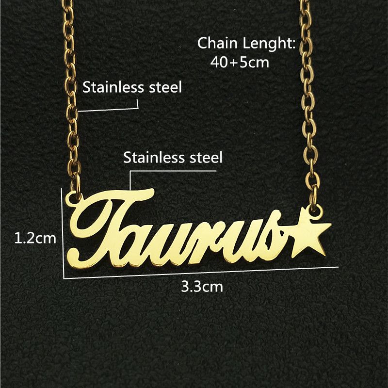 Chains Bulk 10pcs 12 Constellations Necklace Women Astrology Sign Stainless Steel Zodiac Jewelry Pendant Star Choker_ipsvogv.com