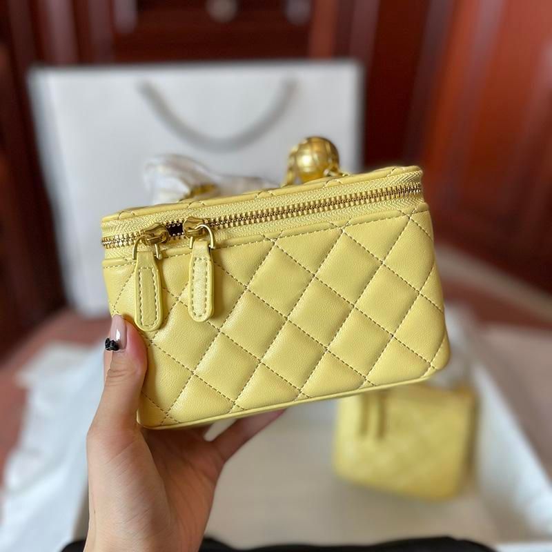 Chanel Vanity Case Shoulder Bag Yellow Mini