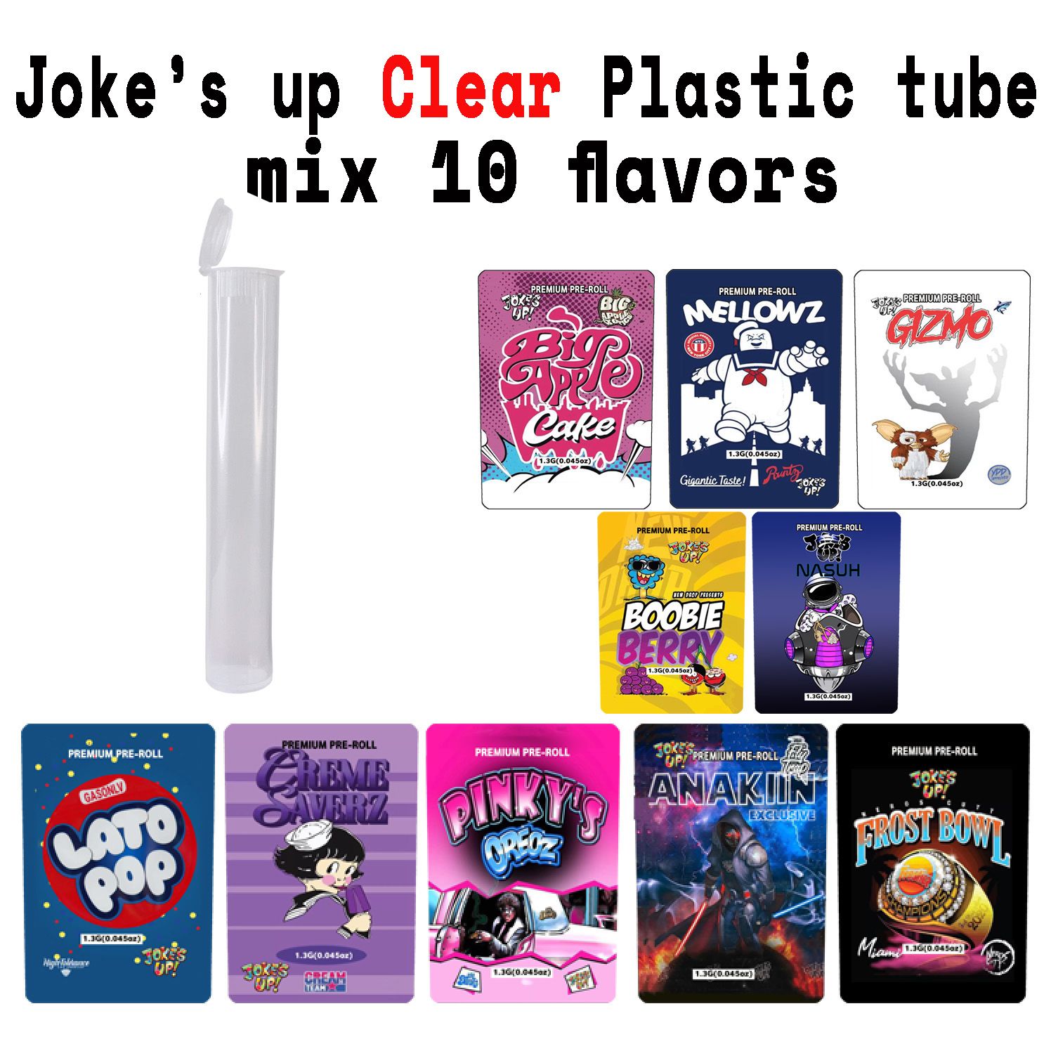 clear tube+label(mix 10flavors)