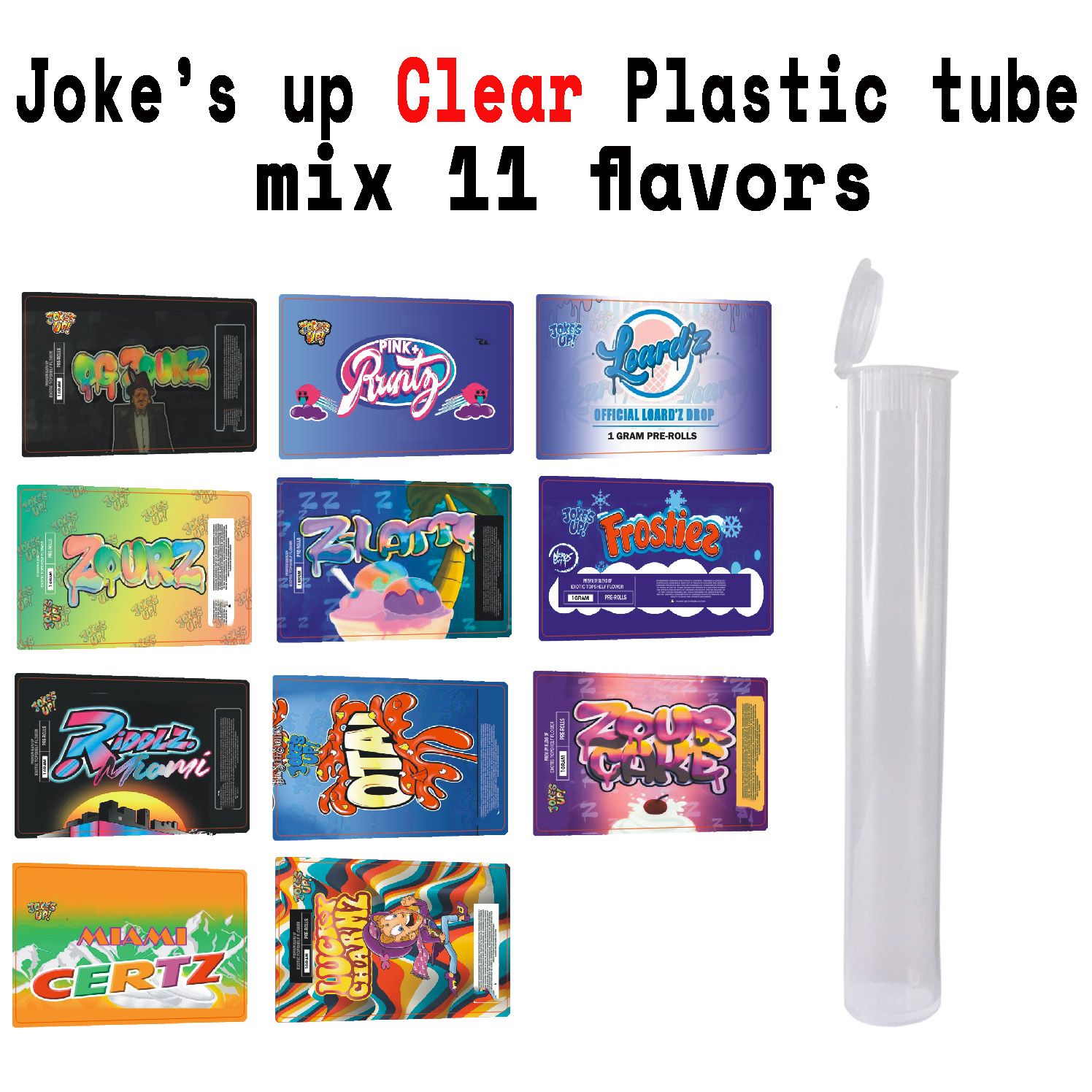 clear tube+label(mix 11flavors)