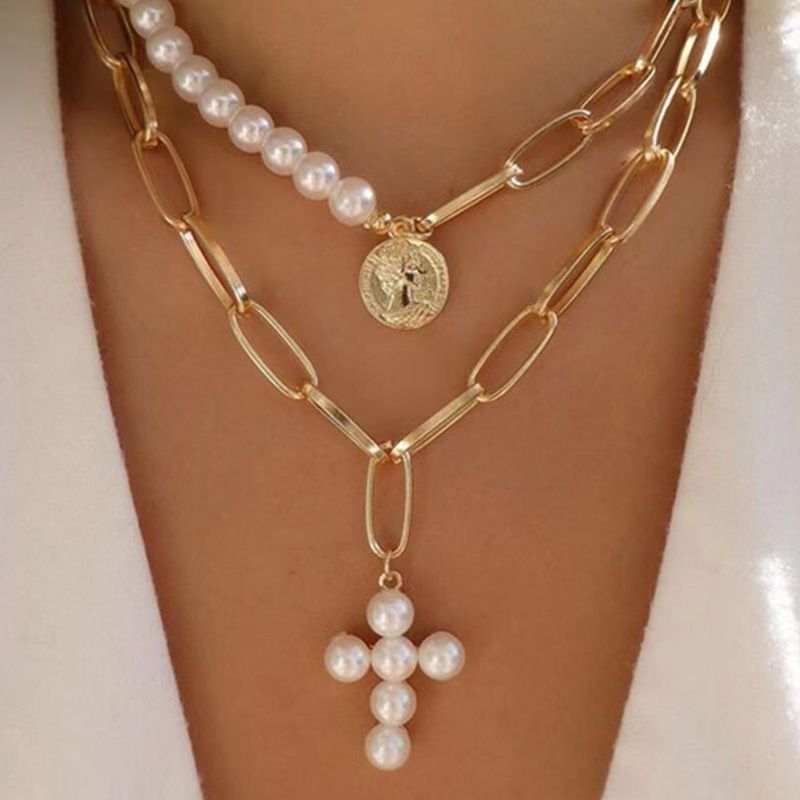 Gold Pearl Cross