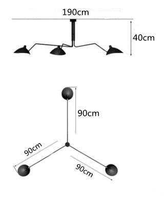 3 armen D190cm China zwart lichaam