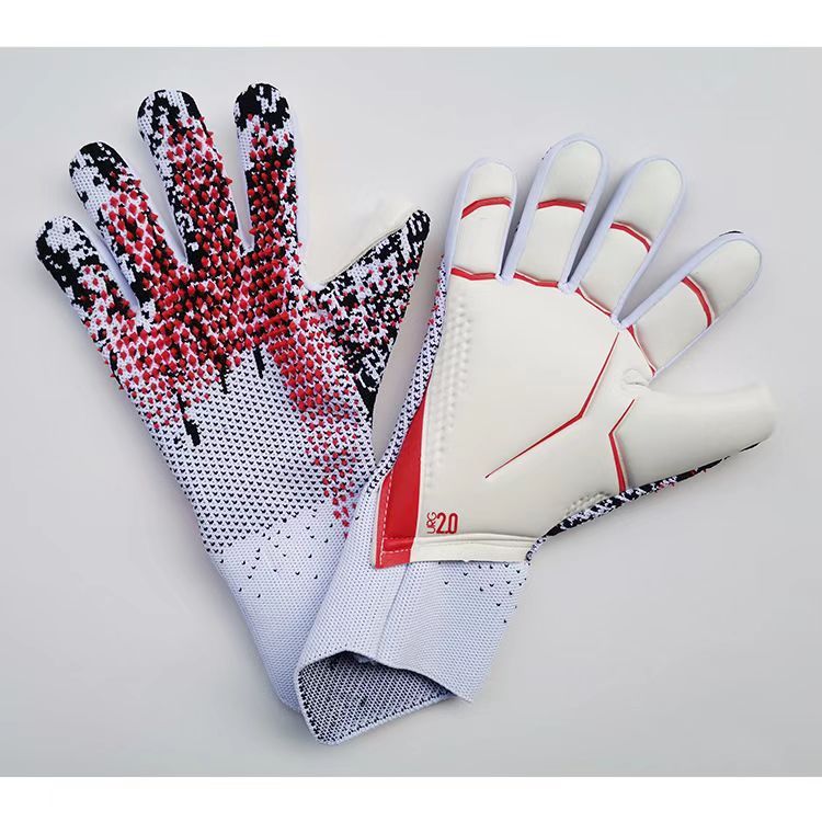 C- white red goalkeeper gloves