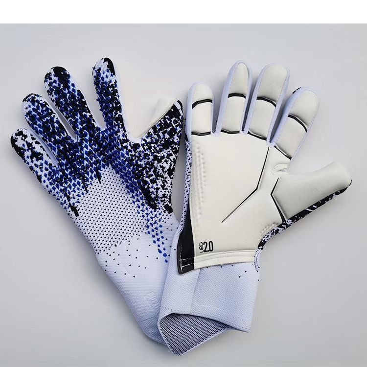 C-белые синие перчатки вратаря