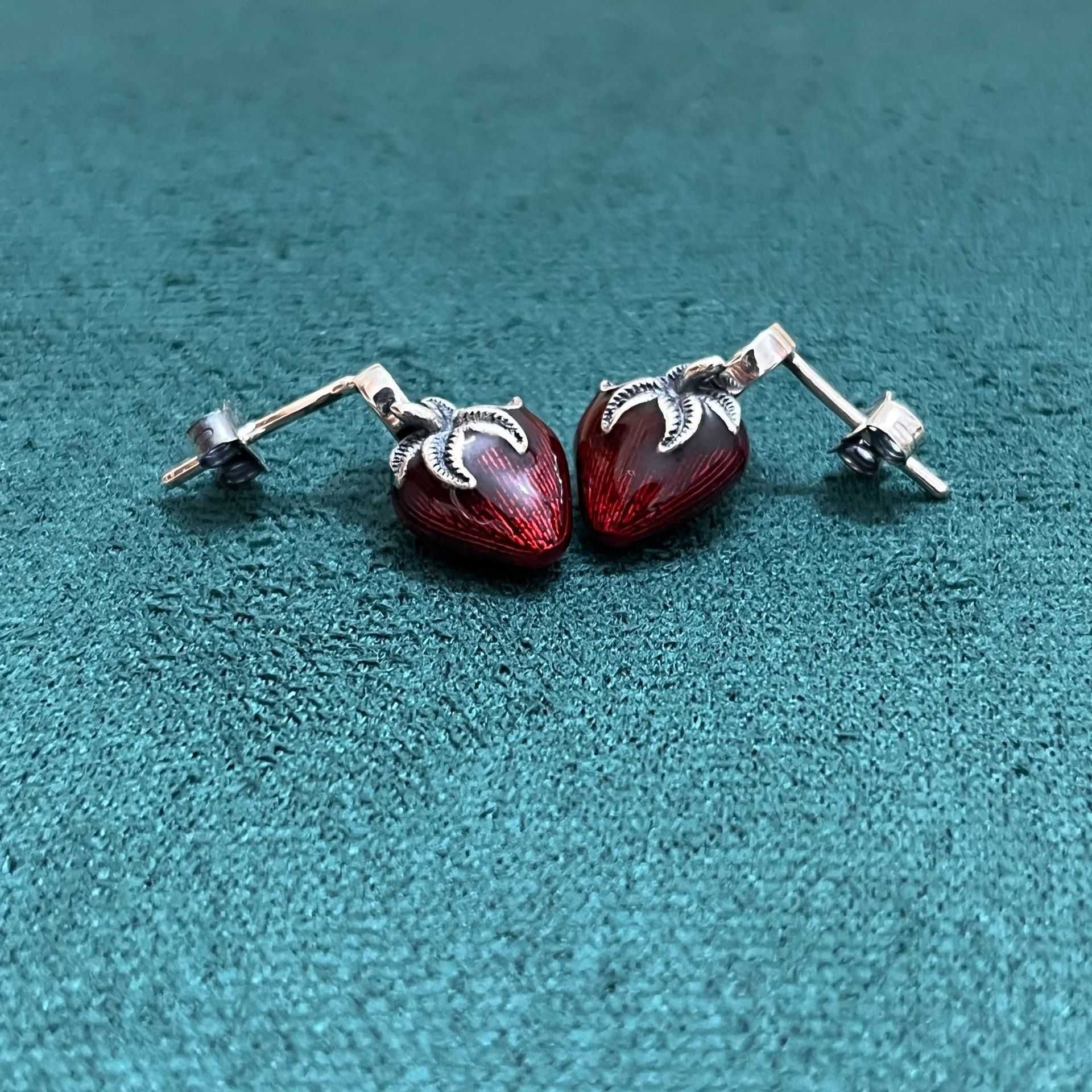 Boucles d'oreilles fraises-925 Argent