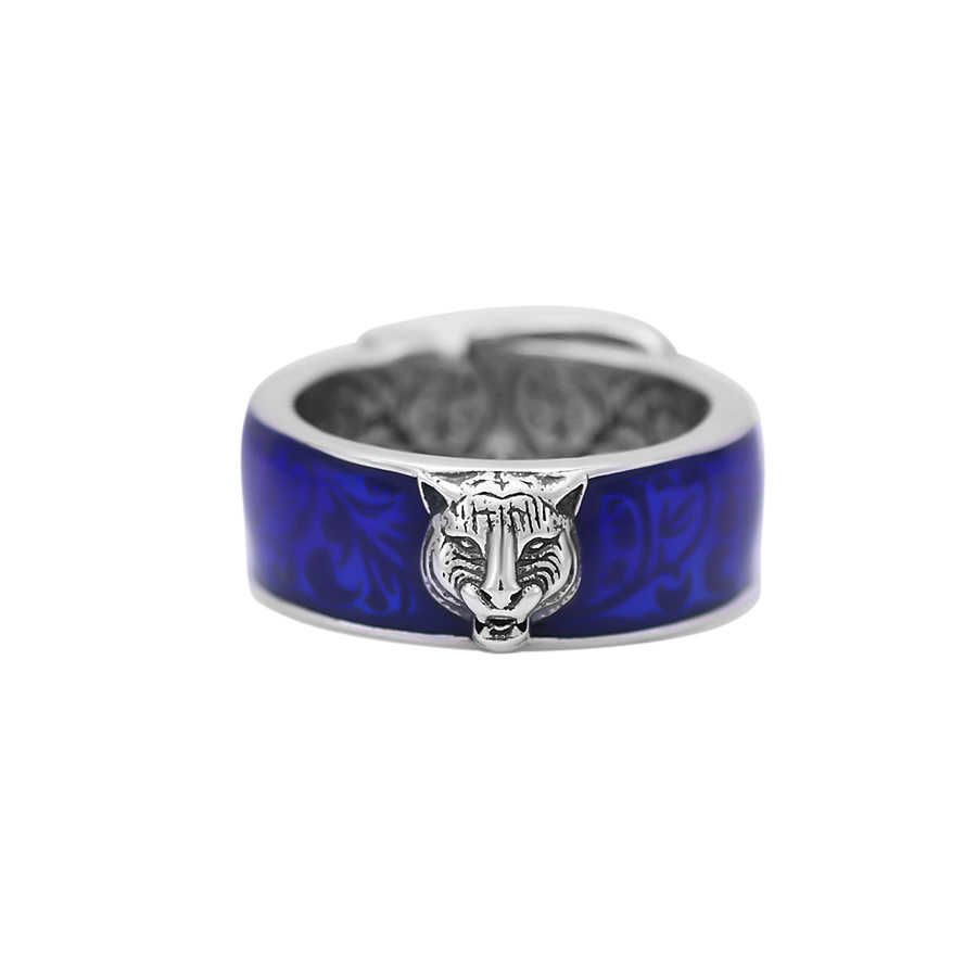 Bague de tête de tigre émail à boucle de la courroie