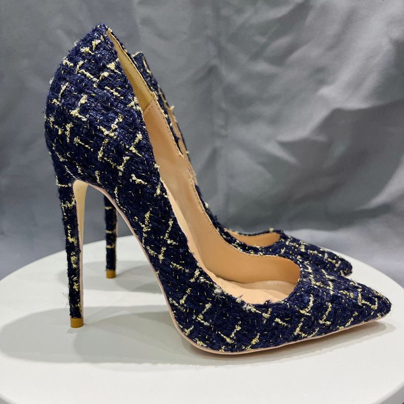 Dress Shoes NoEnName Null Navy Blue Fabric Female Pointed Toe