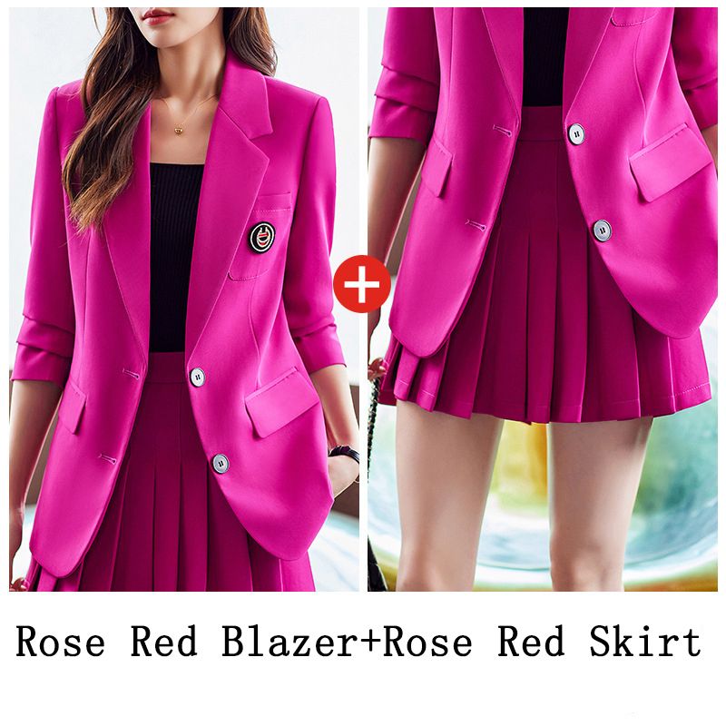 r-red skirt suits