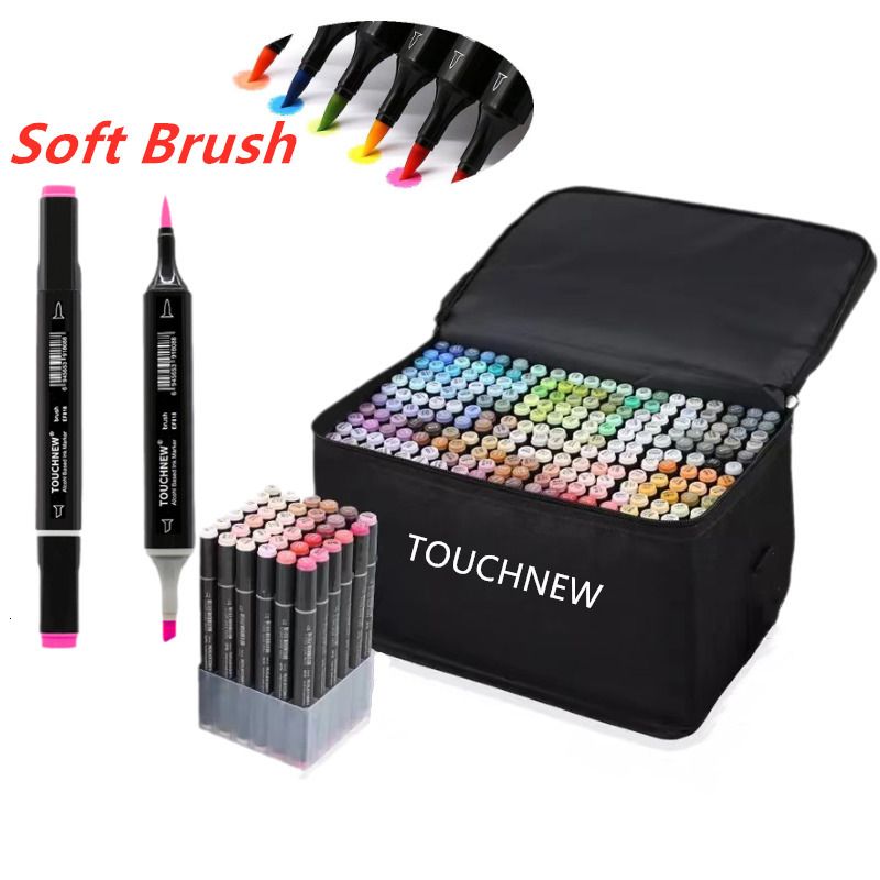 Alcohol Brush Markers, TOUCHNEW Dual Tip Artist Brush & Chisel Sketch Pens  Art Markers for Kids Adult 30/40/60/80/168 colors