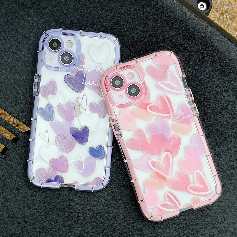  Cute Graffiti Love Heart Clear Phone Case for iPhone