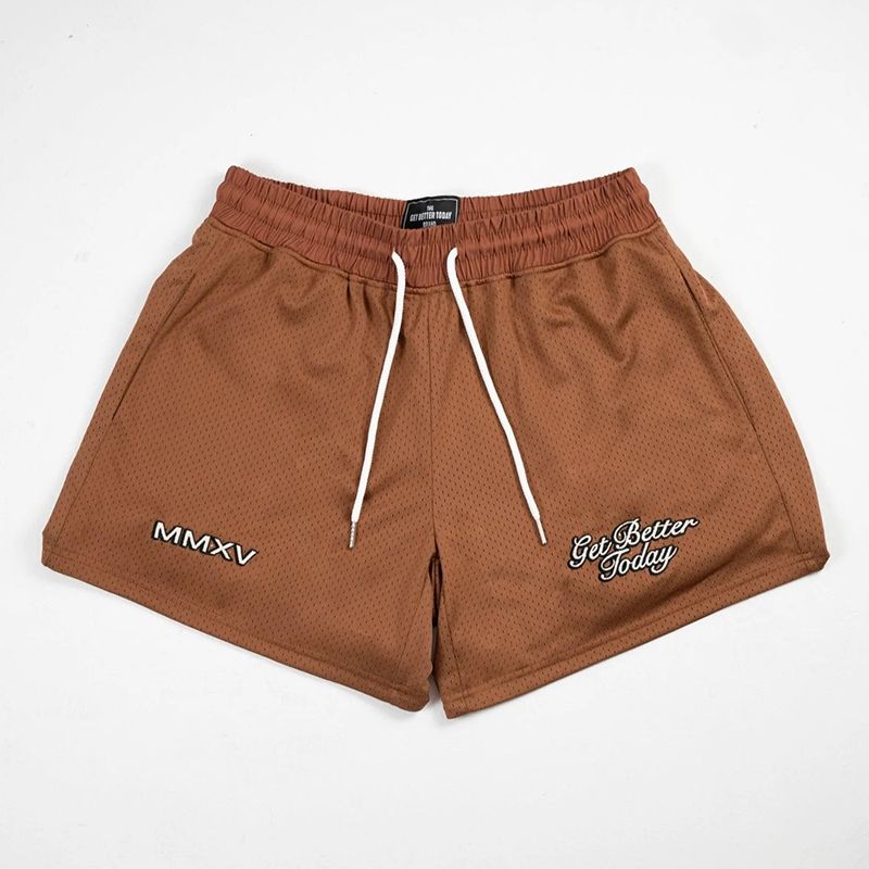 Mens Shorts Get Better Today Double Mesh Men GYM Basketball Running The