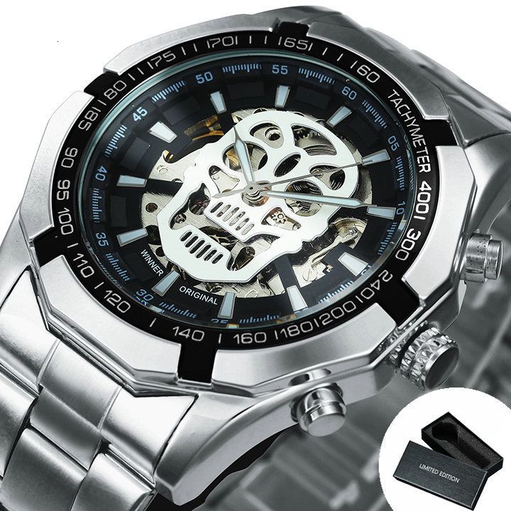 Box Skull Silver Blk