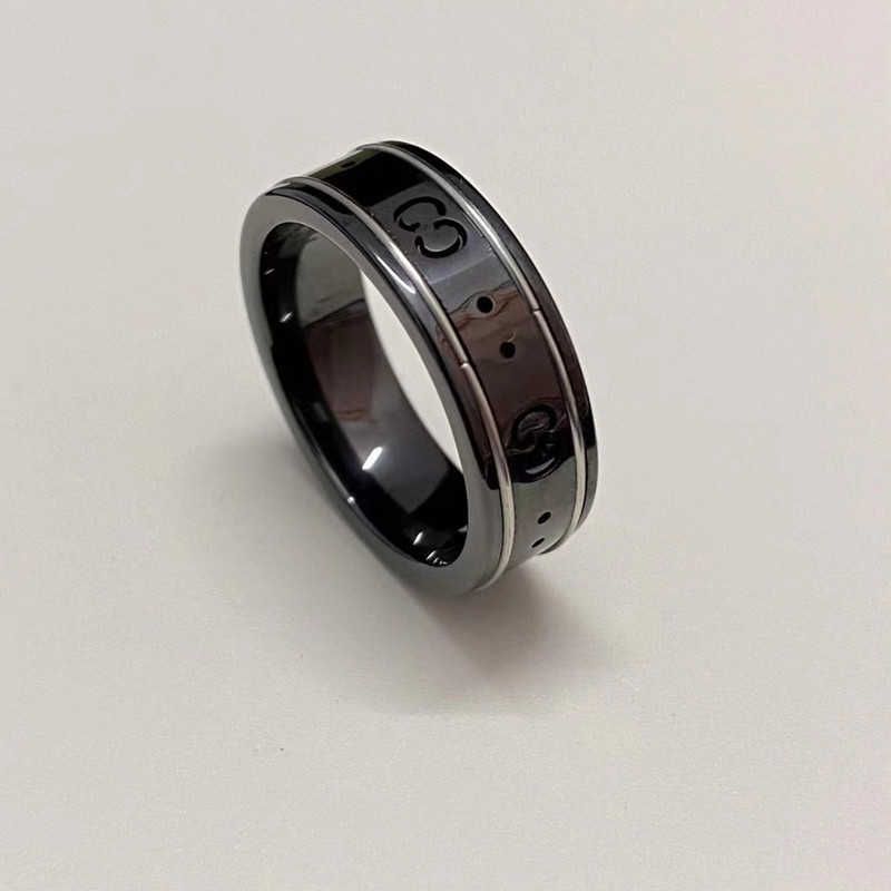 Double g Black Ceramic Ring
