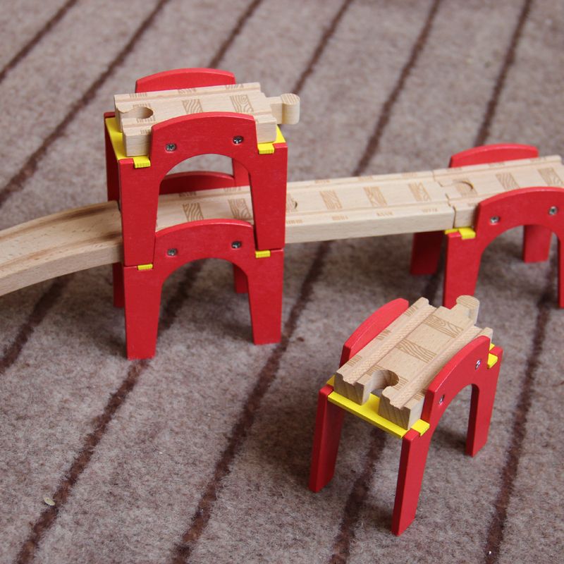 4pcs red wood bridge