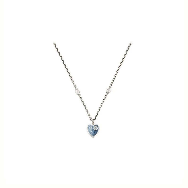 Blue herzförmige Emaille-Halskette-925