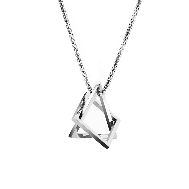 Chains Fashion Simple Geometric Interlocking Pendant Necklace For Men Women Stainless Steel Chain Choker Male Jewelry_ipsvogv.com