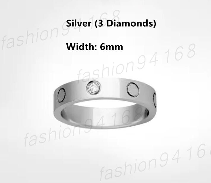 6mm silver with diamond
