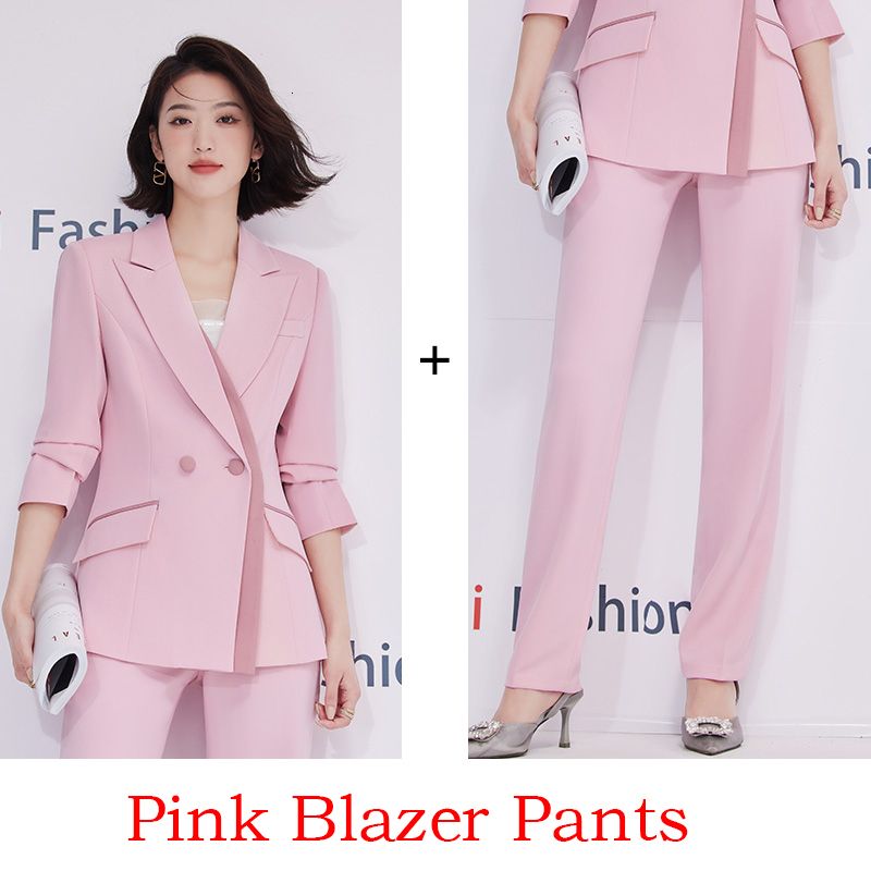 pink blazer pants