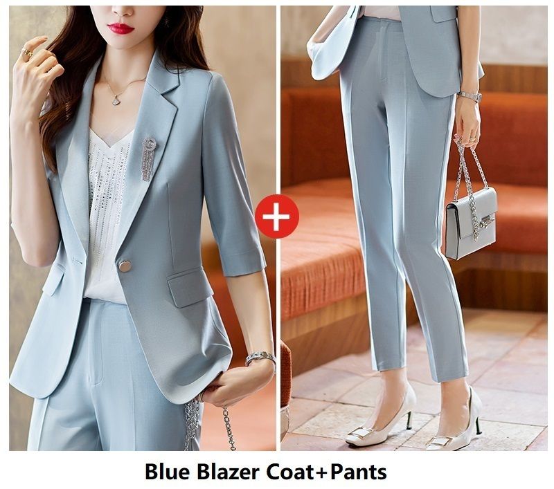 blue pantsuits