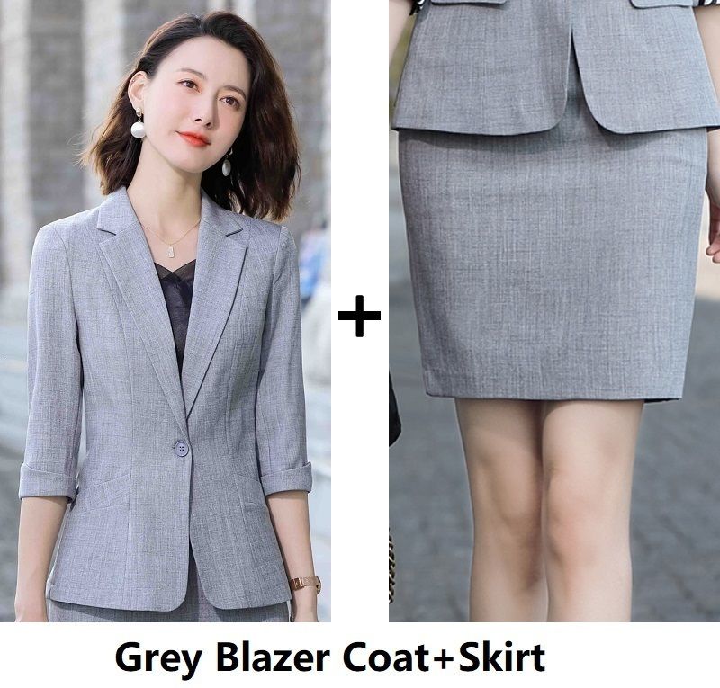 grey skirt suits