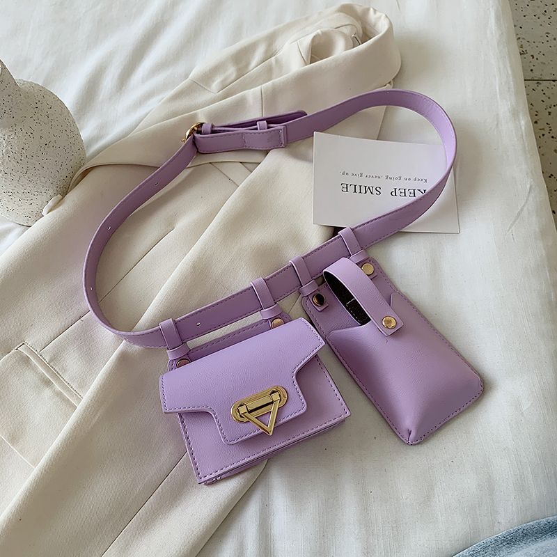 a purple belt bag