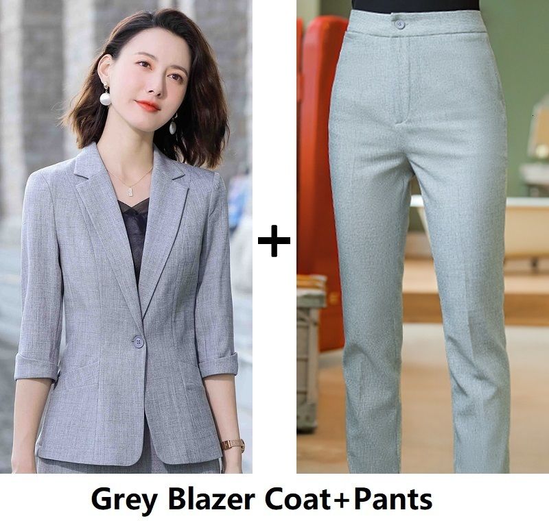 grey pantsuits