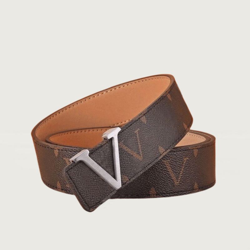 Lot - Louis Vuitton Black/Brown Belt LV Gold Buckle 34