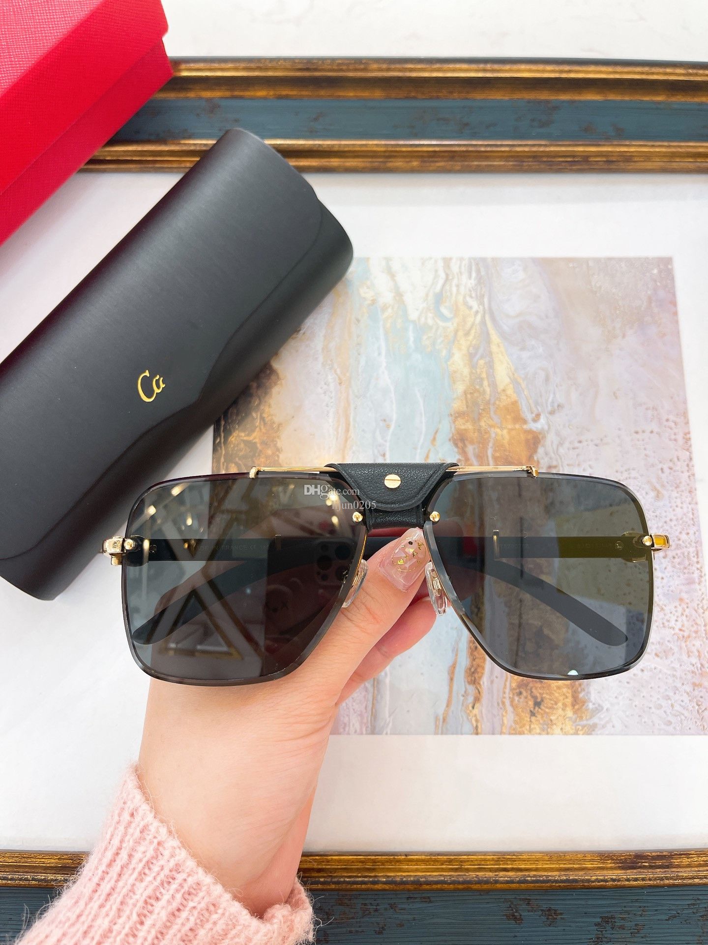 Mens Designer Sunglasses Plate Rimless Optical Frame Classic