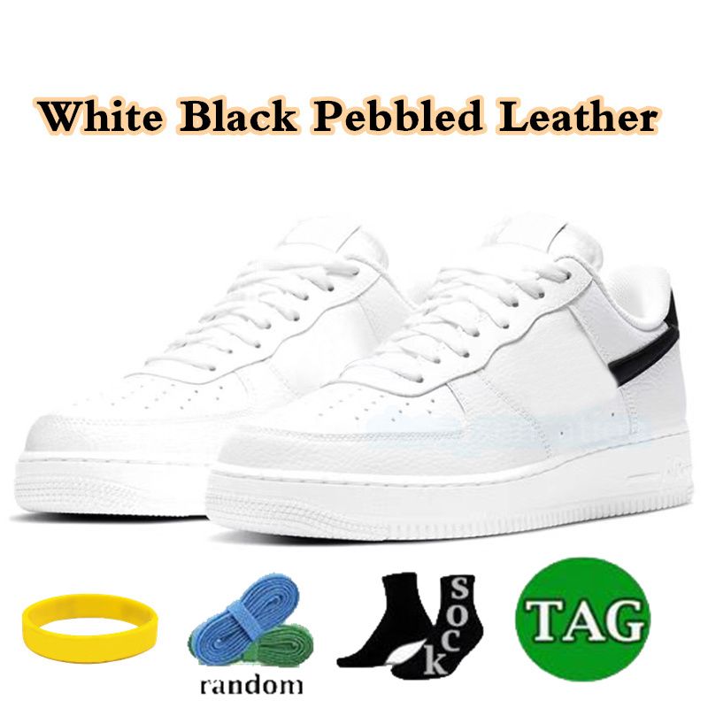 19 White Black Pebbled Leather