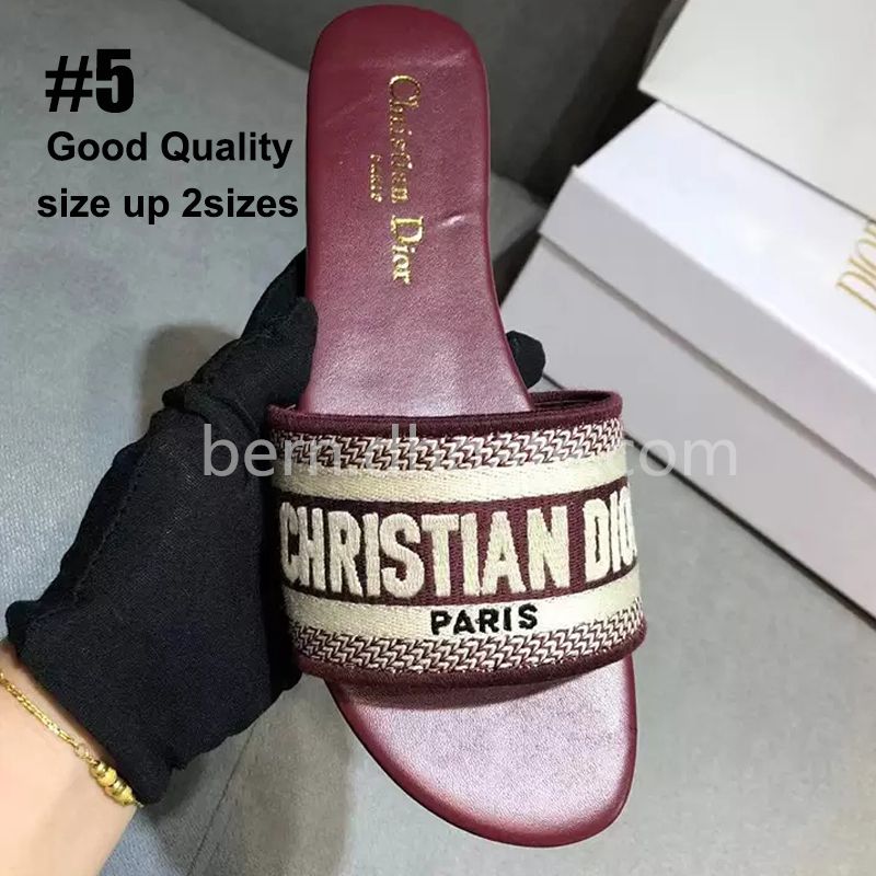 D I O R Premiun/Good Dupe Embroidery Printing Summer Flat Slippers Beach  Sandals For Women EU Size 34 42 From Bern, $34.96 | DHgate.Com