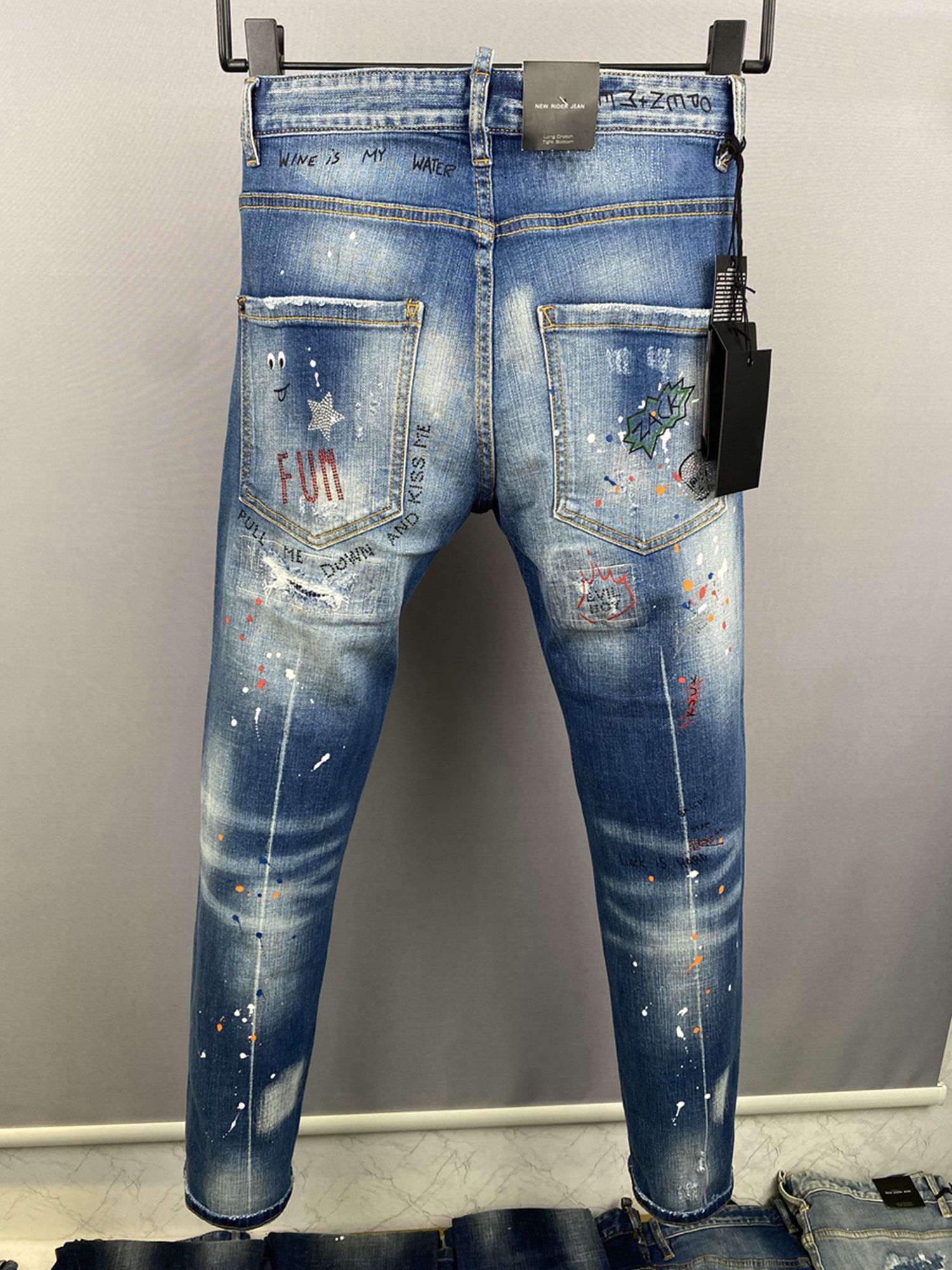 Mens Jeans Classic Fashion Man Jeans Hip Hop Rock Moto Mens Casual