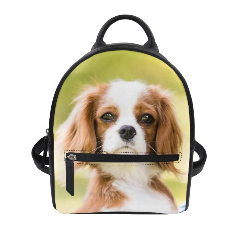 School Bags Dog Design Women Small Backpack Fashion PU Leather For