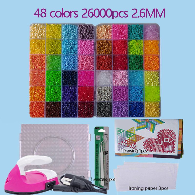 Other Toys 2 6mm Perler Hama beads Set 3D Puzzle Iron Beads Toy Kids  Creative Handmade Craft DIY Gift fuse Have large pegboard 230314
