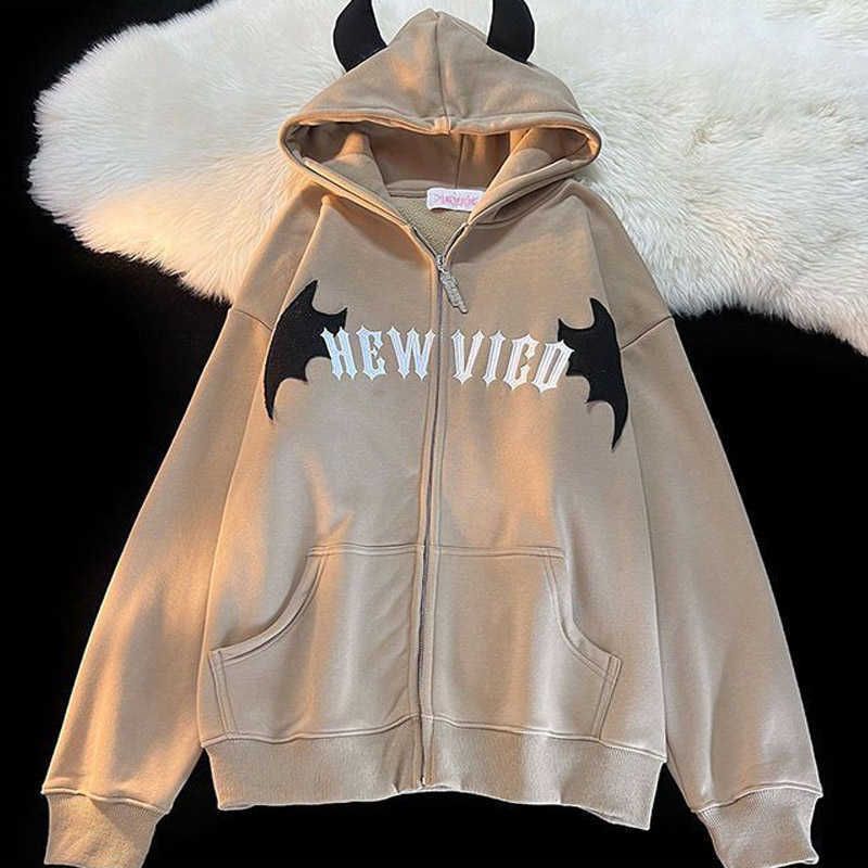 Hoodies Masculinos Moletons Hip Hop Asa De Morcego Escuro Chifre Do Diabo  Gótico Com Zíper Jaqueta Com Capuz Masculino Feminino Oversized Moletom Roupas  Kawaii Inverno Harajuku Y2k W0313 De $62,81