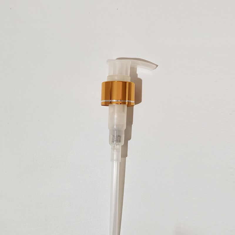 white bottle gold clear pump plastic