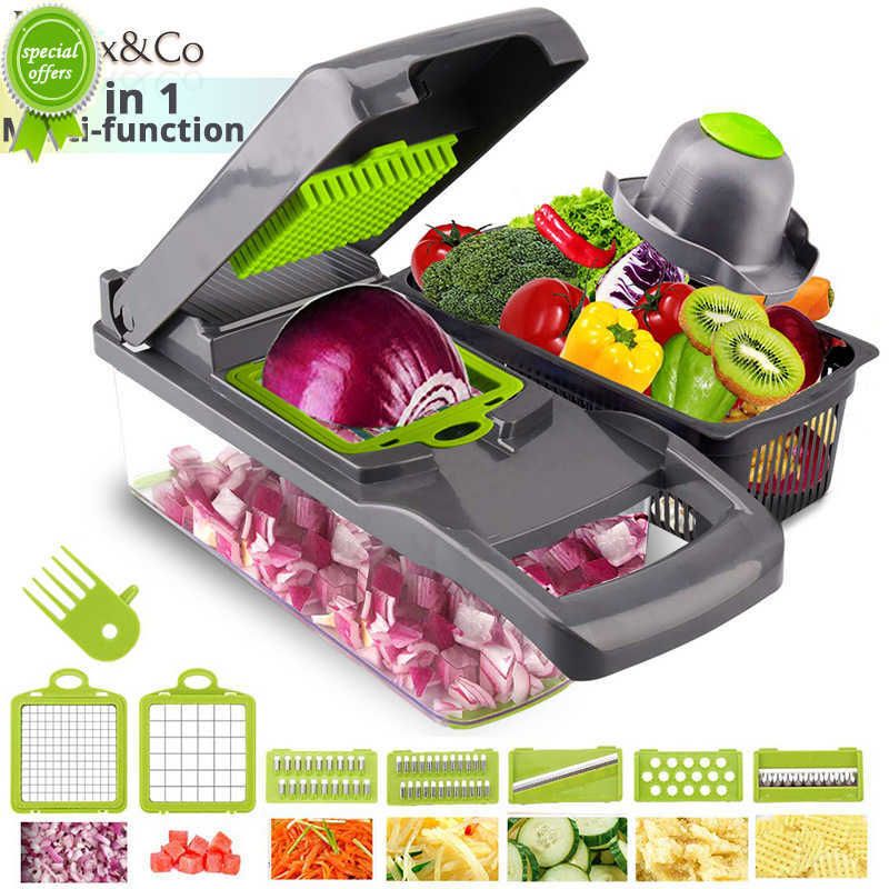 LHS Vegetable Chopper Cheese Grater Slicer Onion Chopper Cutter Food Dicer  with Container-5 Blades Fruit Peeler Kitchen Gadgets