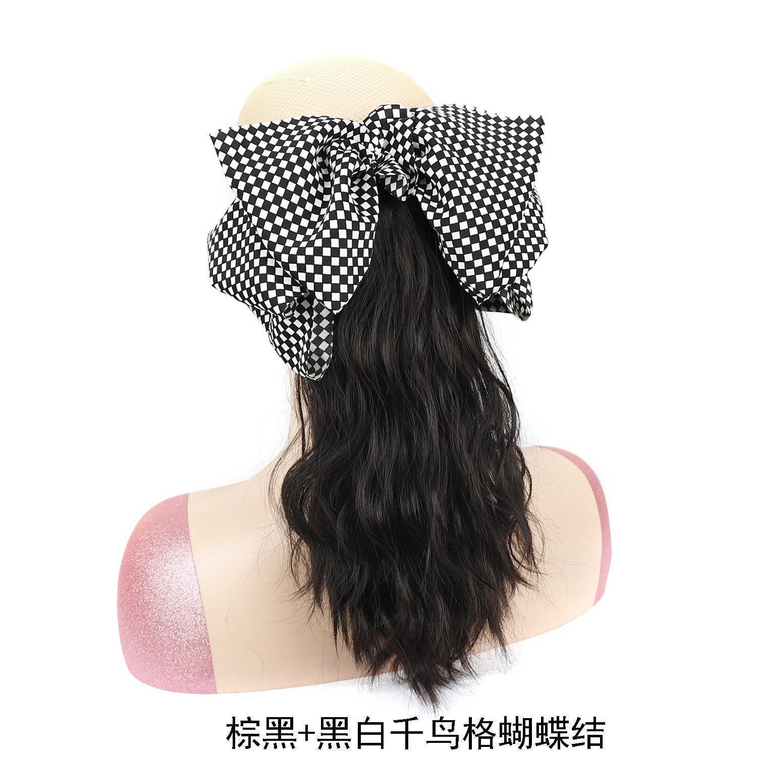 4 # black+black white check bow