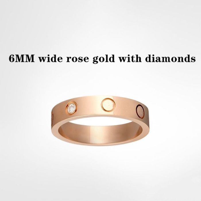 6mm rosa guld med diamant