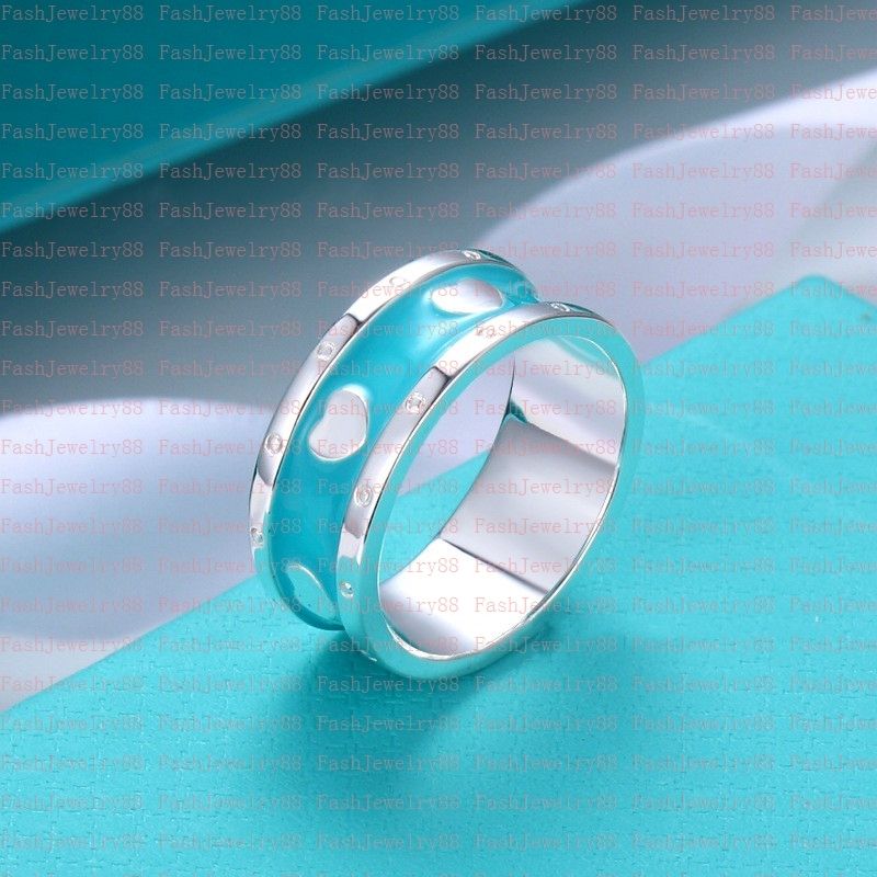 Bague d'amour en émail bleu