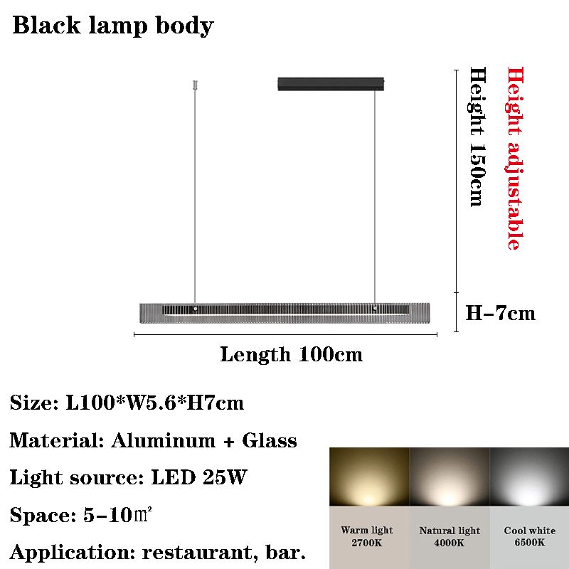 Lengte 100cm zwarte lamp lichaam warm licht