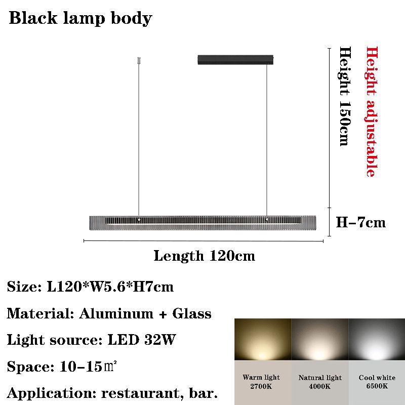 Lengte 120cm zwarte lamp lichaam warm licht