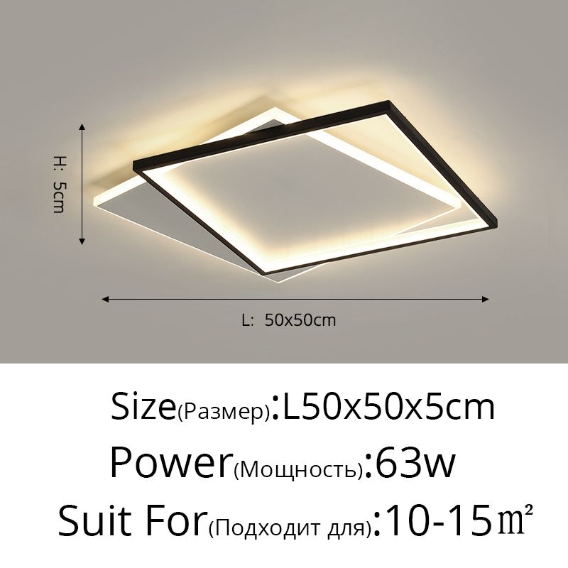 正方形50x50x5cm暖かい白のリモートなし